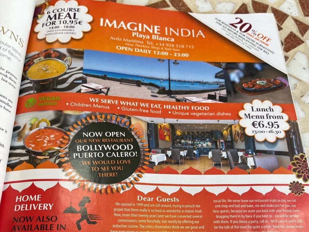 Imagine India menu