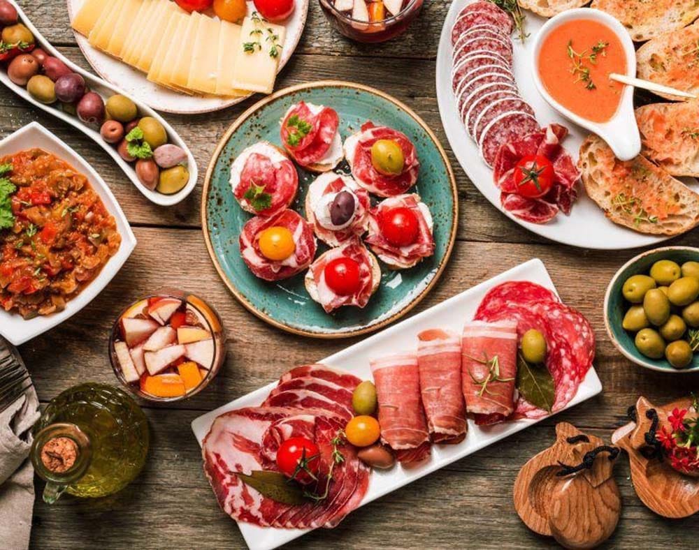 Playa Blanca Lanzarote table full with Spanish Tapas